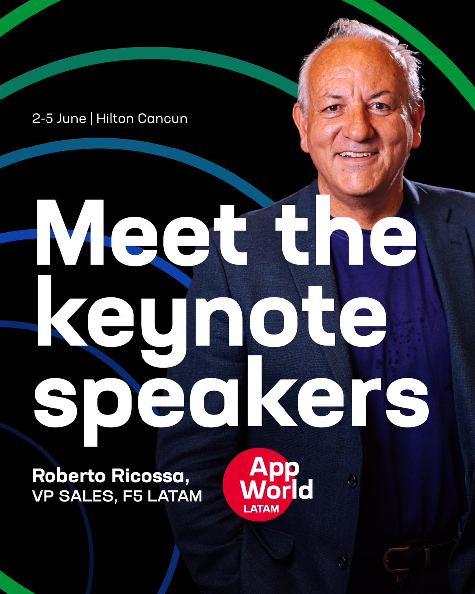 F5_latam's tweet photo. 🔔 Roberto Ricossa, VP Sales de F5 LATAM, estará en AppWorld LATAM 2026 con una mirada directa sobre IA, cloud y seguridad.

📅 2 al 5 de junio
📍 Hilton Cancún

👉 Regístrese en: https://t.co/Z0a2CHxjz7

Meet the moment.

#AppWorldLATAM #F5LATAM #ApplicationSecurity https://t.co/LePB9wapJK