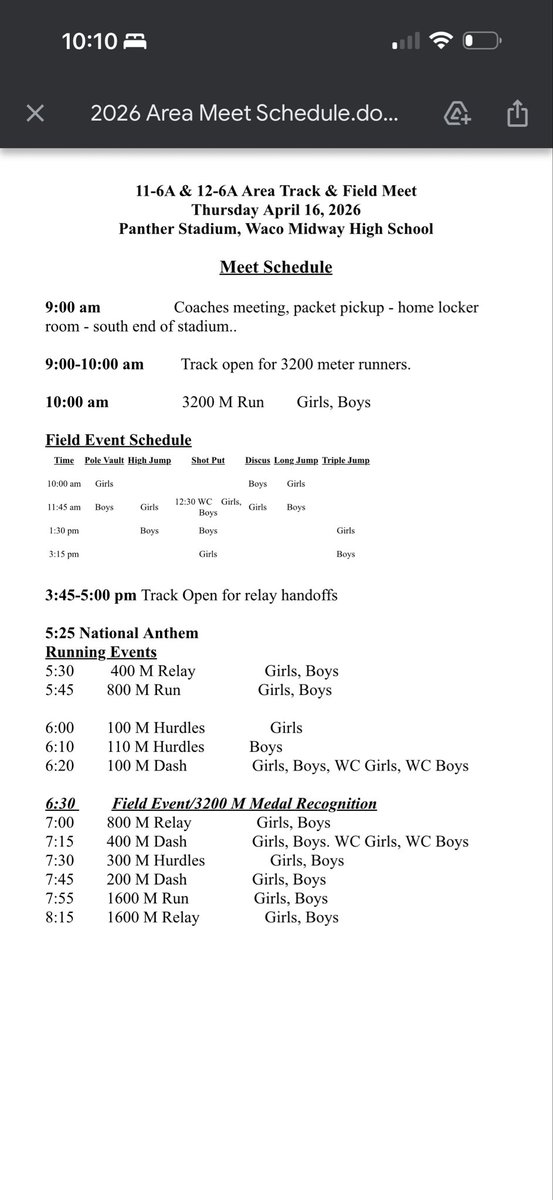 Duncanville_TF's tweet photo. ‼️ UIL 11/12- 6A Area Meet ‼️

📍: Waco Midway HS, Waco, TX
⏰: Field Events: 10am
🏃🏽‍♂️: Running Finals: 5:30pm
#DuncanvilleFAST #CityofChampions #DVille https://t.co/FocfjvnqJu