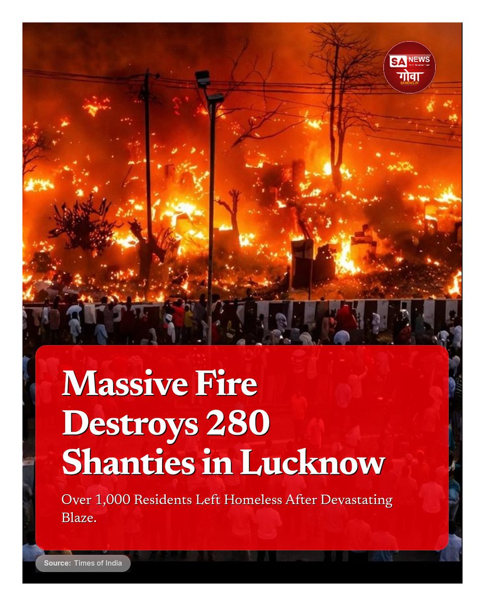 Massive Fire Destroys 280 Shanties in Lucknow

A fire destroyed 280 shanties in Lucknow. This incident has left over 1,000 people homeless. Further details on the cause and relief efforts are not provided.

#sanewsgoa #india #lucknow