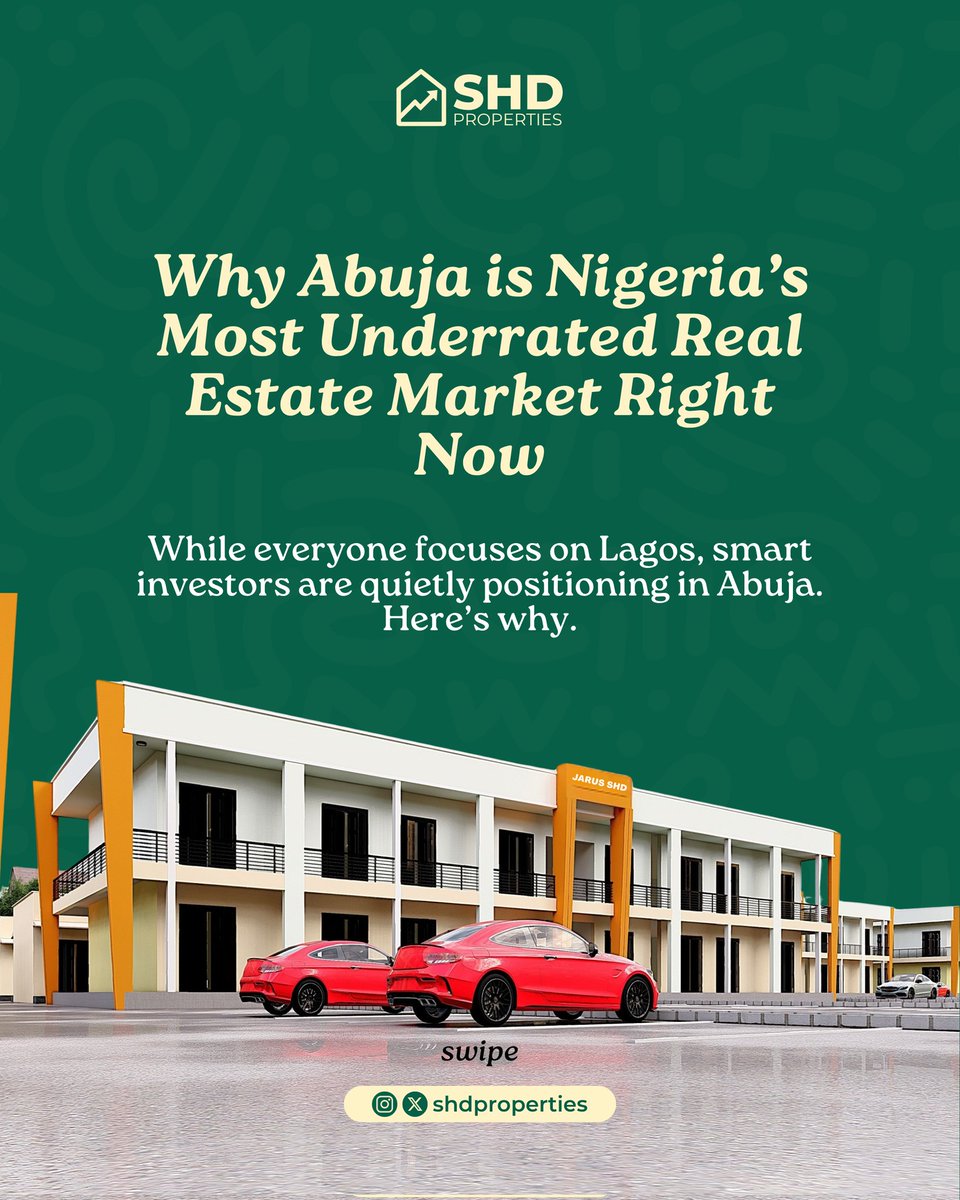 shdproperties's tweet photo. Lagos gets the headlines. But Abuja? Abuja is where the consistent money is. Government presence, infrastructure investment, stable demand, and a growing middle class.

Here's why investors are quietly buying in the capital.🏛️

#SHDProperties https://t.co/JJEBVRpDFf