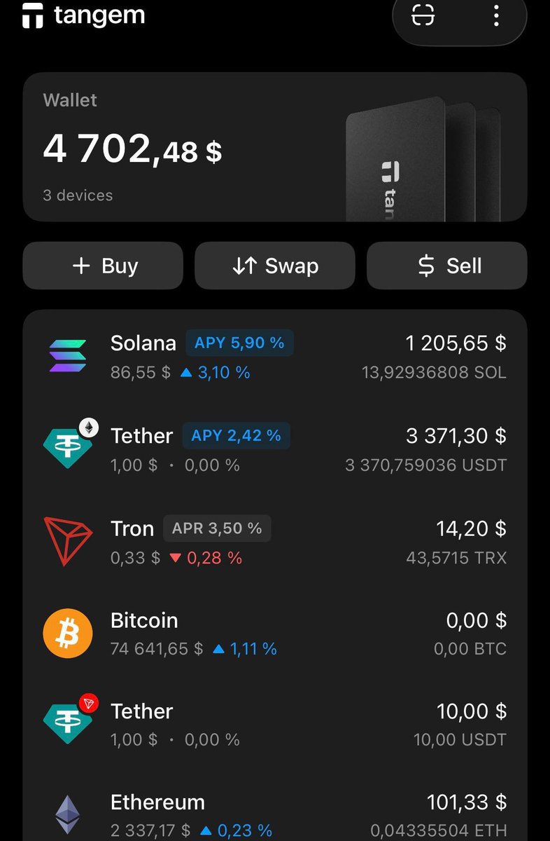 Nik95247423's tweet photo. I decided to stake $SOL via my @Tangem wallet. 
Solid % in the current market.I’ve already tested a bunch of features, and everything works flawlessly.
If you want 30% off a cold wallet, use my link.
https://t.co/EMgbw08mgV https://t.co/FbfBFjgAZ6