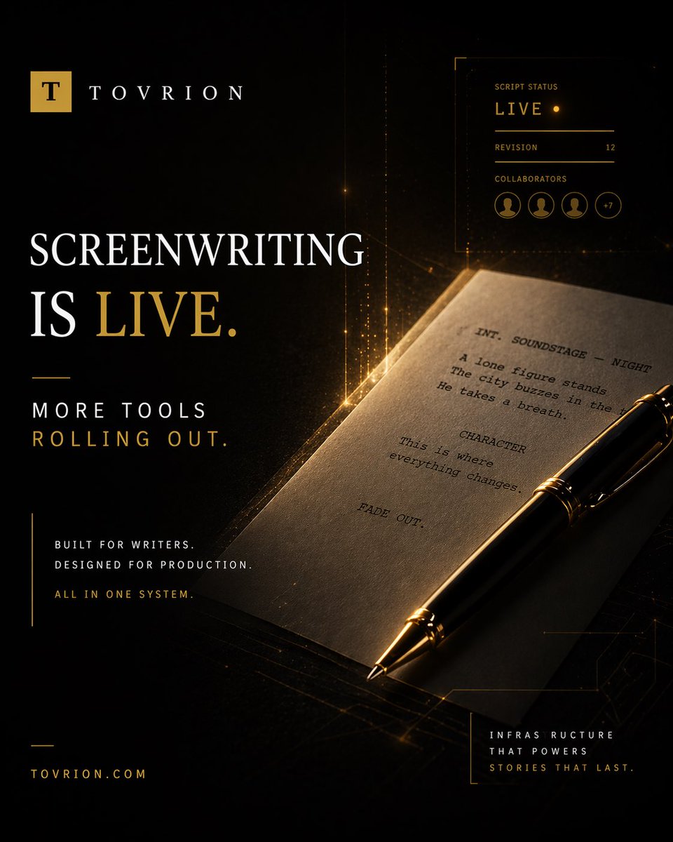 tovrion's tweet image. Screenwriting is live.

Writing is one step. Everything after is where things slow down.

Built with that in mind.

tovrion.com

#screenwriting #filmmaking #workflow