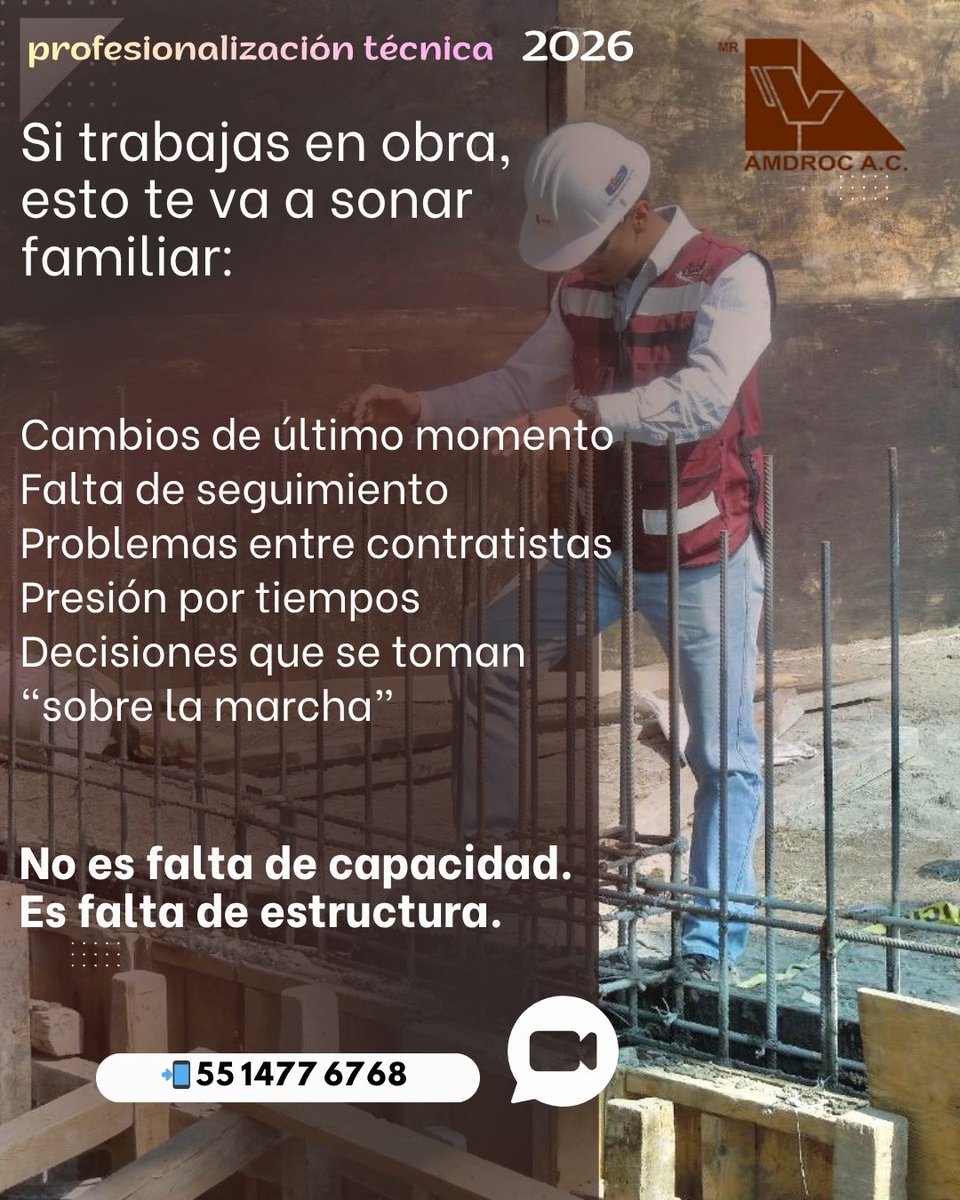 AmdrocAc's tweet photo. Si trabajas en obra, esto te va a sonar familiar:
•Cambios de último momento 
•Falta de seguimiento 
•Problemas entre contratistas 
•Presión por tiempos 
•Decisiones que se toman “sobre la marcha” 
👉 No es falta de capacidad.
Es falta de estructura.
#supervisióndeobra https://t.co/R9jJufMhOr