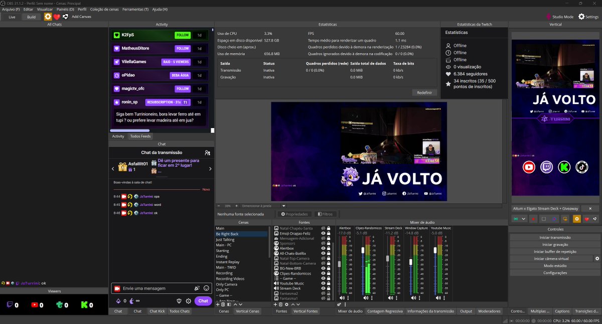 JzTurrini's tweet image. Essa é a forma como eu organizo o meu obs e sei que ela pode parecer confusa para os outros, mas eu me encontro na minha "bagunça gerenciada". Quem mais quer compartilhar a sua tela do OBS Studio para inspirar outros criadores? #TwitchStreamer #ObsStudio #KickStreamer