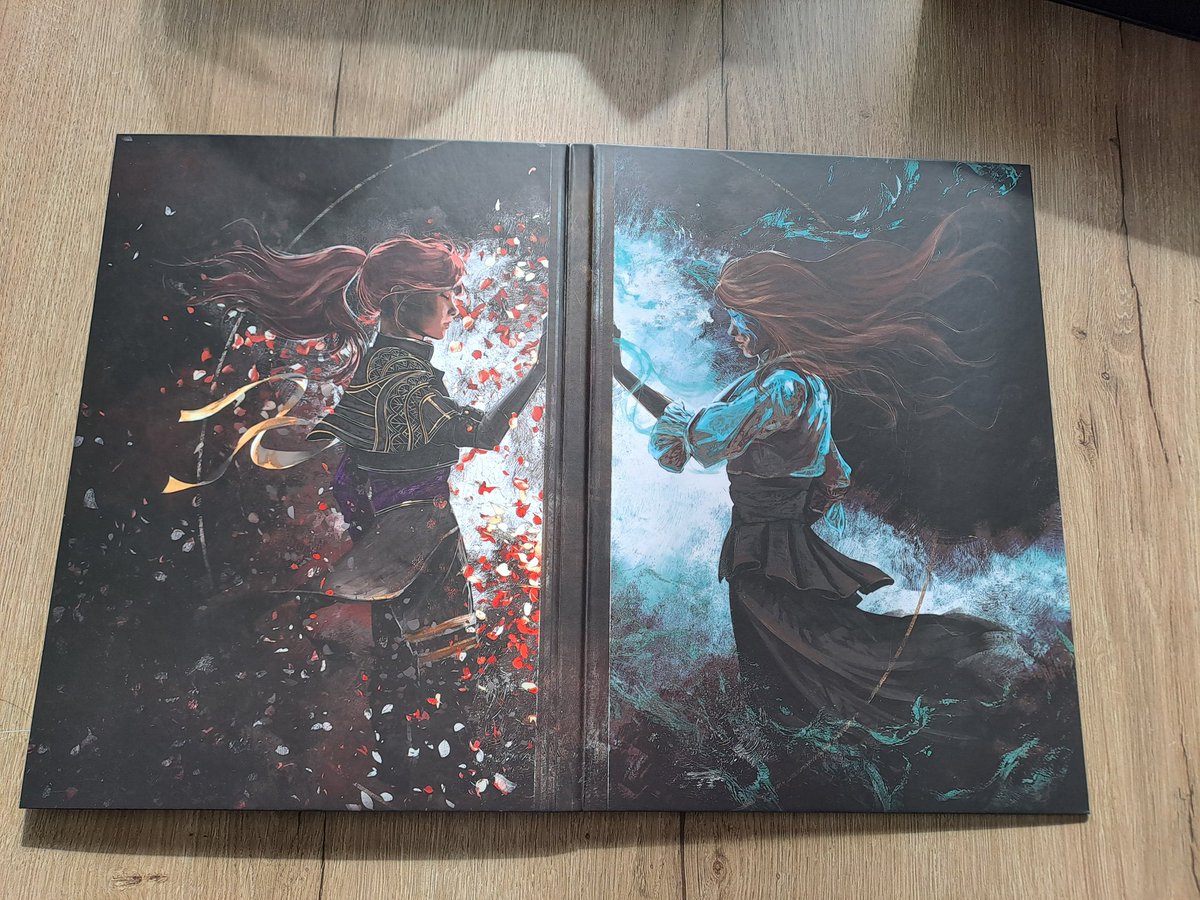 Les lithos façon peinture dans une porte photos avec un fourreau rouge. Grande classe