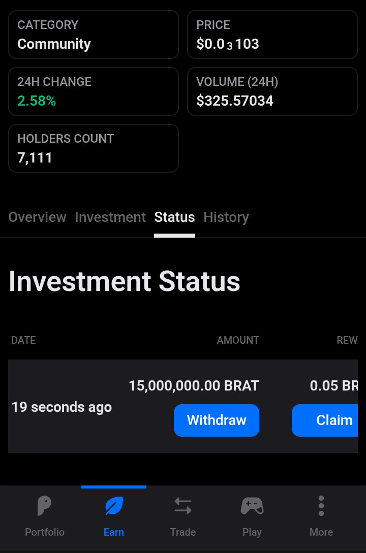 misterb_4444's tweet image. Just staked my $BRAT on @PataraApp 🌭🌭🌭 

🌭 🤝 🐢 

Have you staked your $BRAT guys?

@EmanAbio
@kostascrypto
@b1ackd0g
@daveontheway
@juzybits

#staking #SuiDefi $SUI #SuiMemeSZN #patara #memecoin