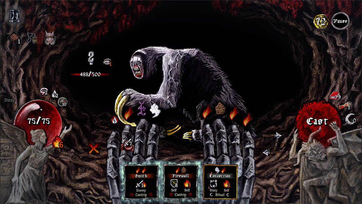 Siege__Wizard's tweet image. Pluto

A roguelike deckbuilder where you cast elemental spells, outwit monstrous foes, and escape prison on your way to your niece’s birthday party.

The game is being continually worked on and we thank players for their patience!

#darkfantasy #fantasygame #darkart #indiegame