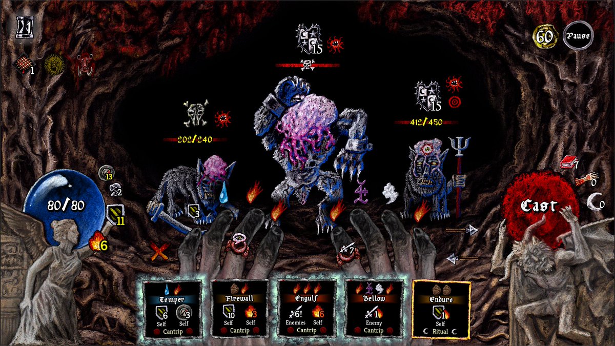 Siege__Wizard's tweet image. Pluto

A roguelike deckbuilder where you cast elemental spells, outwit monstrous foes, and escape prison on your way to your niece’s birthday party.

The game is being continually worked on and we thank players for their patience!

#darkfantasy #fantasygame #darkart #indiegame