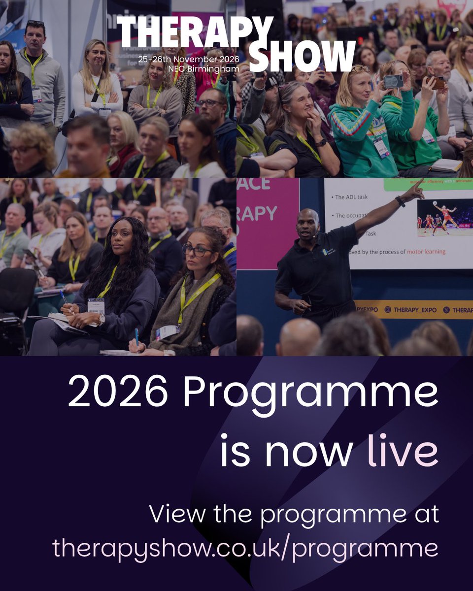 TherapyShowUK's tweet photo. The wait is over… 👀

Therapy Show programme is now LIVE! 🎉
Explore the full line-up, discover inspiring sessions and start planning your experience.

Head to our website to take a look 🔗
Book today for £79+VAT using code PRO79. Hurry, offer ends 30 April 2026. https://t.co/rTd784QZf2