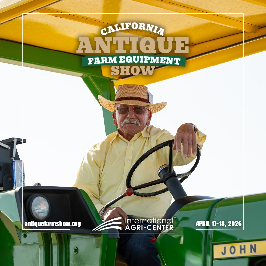 IntlAgriCenter's tweet photo. The California Antique Farm Equipment Show™ kicks off tomorrow! 

Join us for this two-day event: Friday, April 17 from 12:00–5:00 p.m. and Saturday, April 18 from 8:00 a.m.–5:00 p.m.

Visit https://t.co/fp0vw8i94j for all the exciting details on this weekend’s events. https://t.co/LQoRm5Wfky
