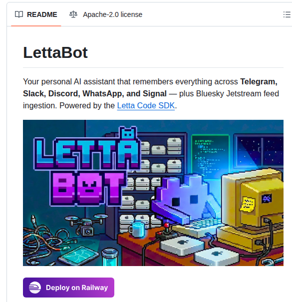 _thegb_'s tweet image. 💡 Já imaginou um assistente que lembra tudo, de WhatsApp a Telegram? Apresentamos o LettaBot – memória inteligente entre apps. Teste agora: github.com/letta-ai/letta… 🚀 #AI #Chatbot #GrowthHacking