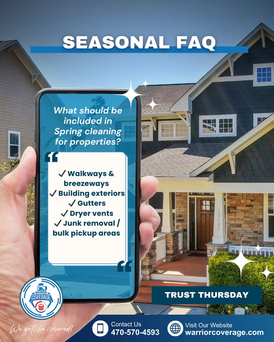 Warriorcoverage's tweet photo. Spring cleaning isn’t just for homes — it’s for entire communities! From walkways to gutters, dryer vents, and bulk pickup areas, Warrior Coverage keeps your community safe, clean, and ready for the season. 💪

📞 𝐂𝐚𝐥𝐥 𝐨𝐫 𝐭𝐞𝐱𝐭 𝐮𝐬 𝐭𝐨𝐝𝐚𝐲: 𝟒𝟕𝟎-𝟓𝟕𝟎-𝟒𝟓𝟗𝟑 https://t.co/4jU1BWBqCs