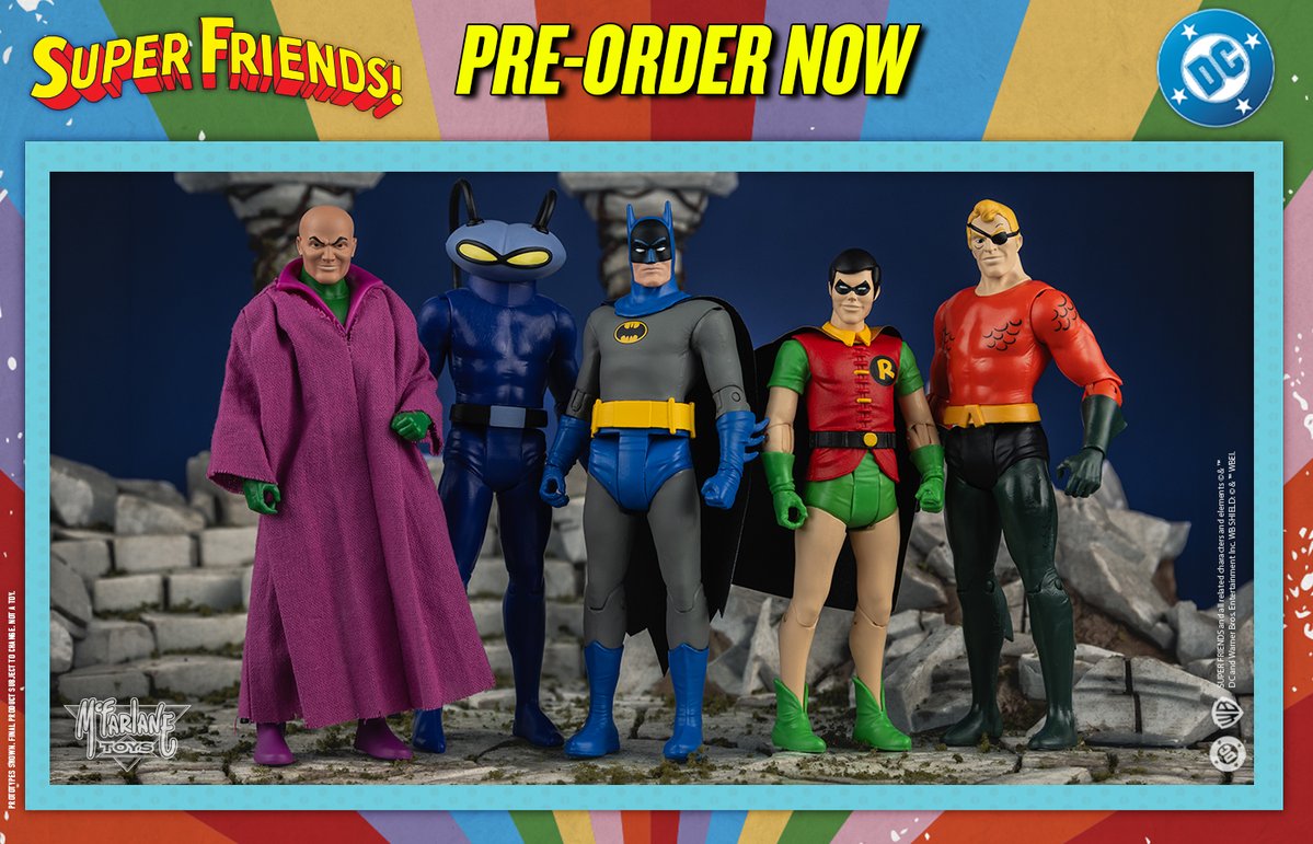 mcfarlanetoys's tweet image. WAVE 4 of our Super Friends™ 6" scale figures is available for pre-order NOW at select retailers! ➡️ bit.ly/DCRetro-McFarl…   

Features Batman, Robin, Judge Luthor, Evil Aquaman and Black Manta.  

#McFarlaneToys #DCRetro #Robin #SuperFriends #Batman