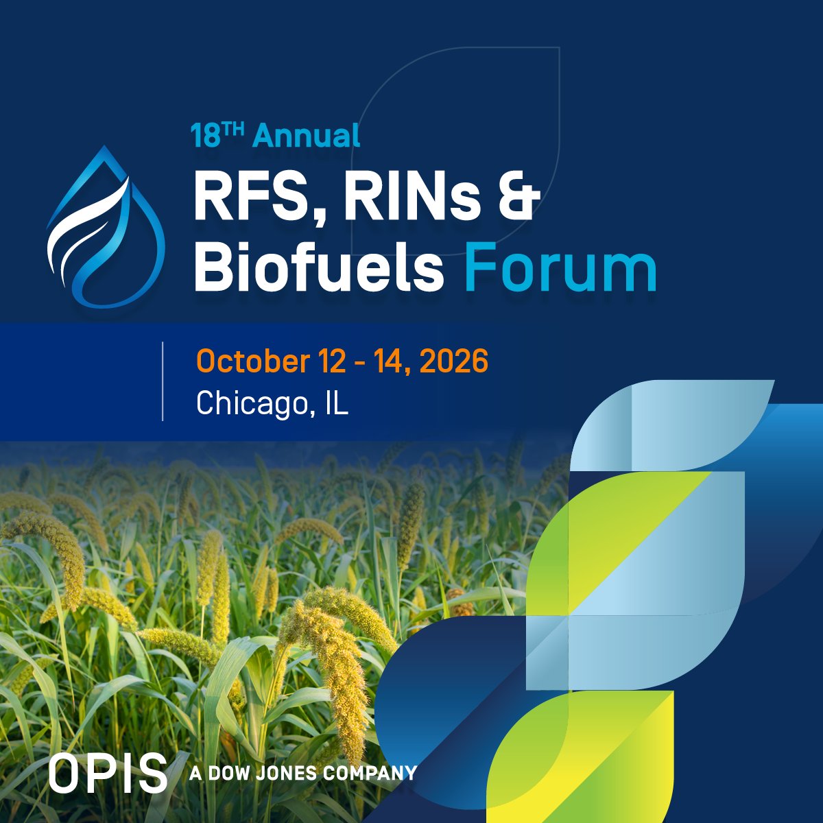 OPISBiofuels's tweet photo. Get ahead in the evolving #biofuels landscape at the 18th Annual OPIS RFS, RINs &amp; Biofuels Forum in Chicago, Oct 12–14, 2026! From 45Z to #CarbonIntensity-based credits, discover strategies, network with industry leaders &amp; unlock new opportunities: https://t.co/NQbwwFSIZt https://t.co/ZRODfwOq6L