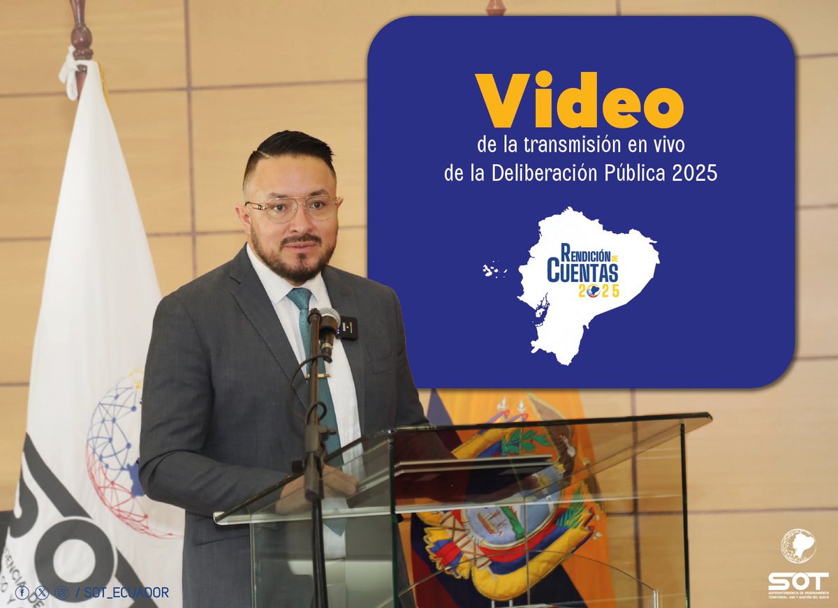 #RendiciónDeCuentas2025 | Invitamos a la ciudadanía a revisar el video de la transmisión en vivo de la rendición de cuentas 2025 de #SOTEcuador, realizada el 14 de abril de 2026. El material se encuentra disponible en la página web institucional sot.gob.ec, sección