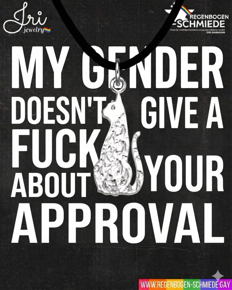 RegenbogenSchmi's tweet image. MY GENDER DOESN'T GIVE A FUCK ABOUT YOUR APPROVAL

My gender, my rules. 🐾 Stay authentic and wear your truth with our signature cat pendant. ✨

#LGBTQ #Pride #GenderIdentity #NonBinary #RegenbogenSchmiede