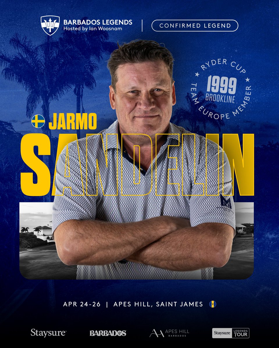 euLegendsTour's tweet photo. Ryder Cup experience. 🌴
Donaldson. Gallacher. Haeggman. Sandelin.
Barbados Legends | 24–26 April

#StaysureLegendsTour #RyderCup https://t.co/Mv9EJkKuTI