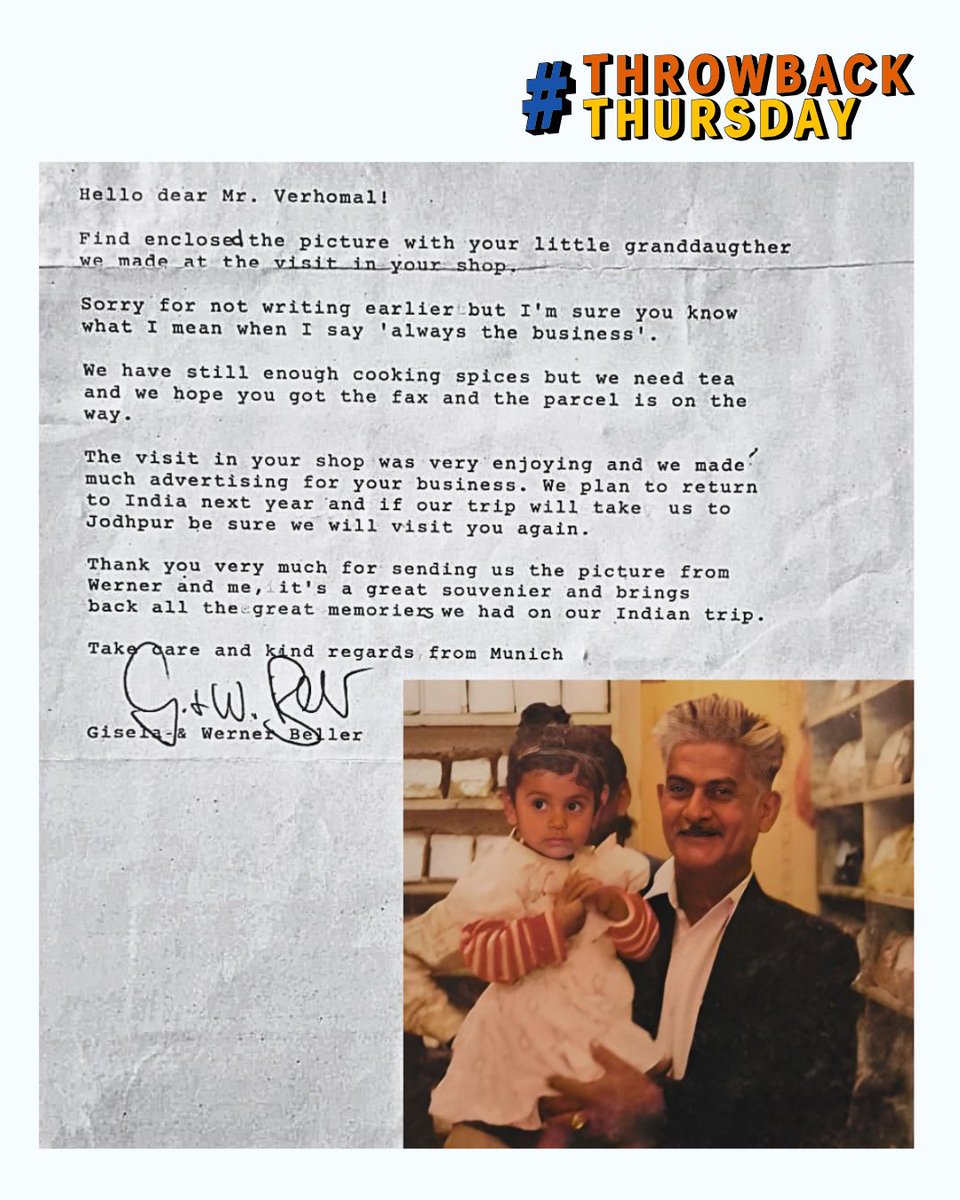 spice_rajasthan's tweet image. Mohanlal wasn’t just selling spices, he was creating experiences. This letter, from a tourist who mistook him for a grandfather of Spice girl #7. Today, his daughters carry that warmth forward, welcoming people from around the world.

#Tourist #documentary #spices