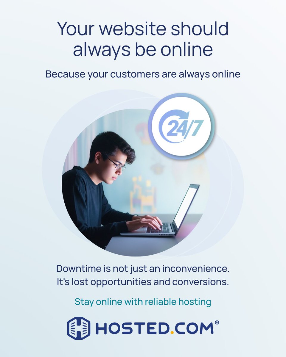 hostedcom's tweet image. If your site goes down, sales and trust are lost instantly.

Great web hosting helps your business stay online when it matters most: all day, every day.
#BusinessContinuity #WebsiteUptime #WebHosting #OnlineBusiness #ScalableHosting #DigitalGrowth