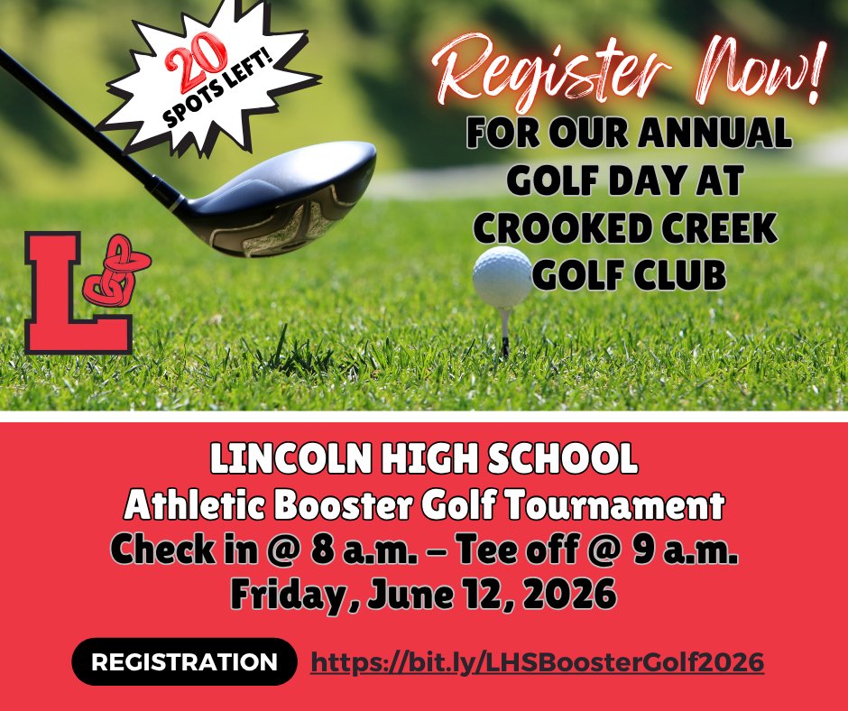 LinksAthletics's tweet image. Register NOW for the LHS Booster Golf Tournament - Friday, June 12th! Get your team together and sign up now! #GoLinks #LHS #Golf #fundraiser  Register here: bit.ly/LHSBoosterGolf…
