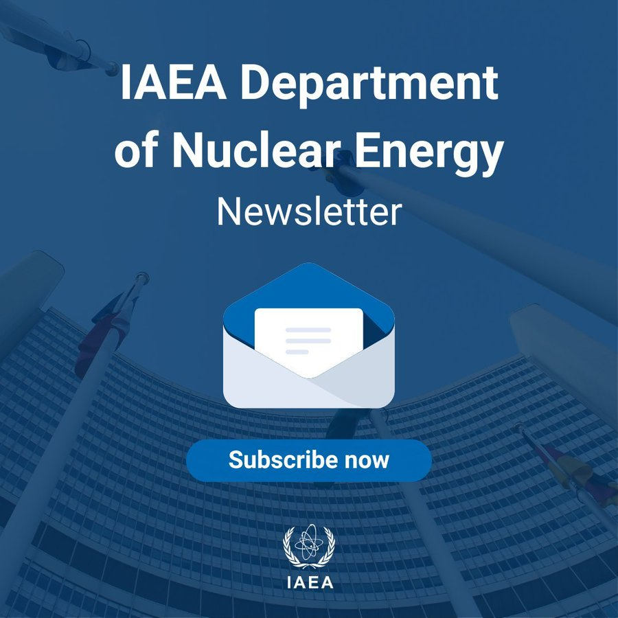 IAEANE's tweet image. 📨 Stay updated with what's happening at the #IAEA Department of Nuclear Energy!

Subscribe to our newsletter to get the latest on our events, e-learning, publications and more!

👉 Register today: atoms.iaea.org/4pa4LFY