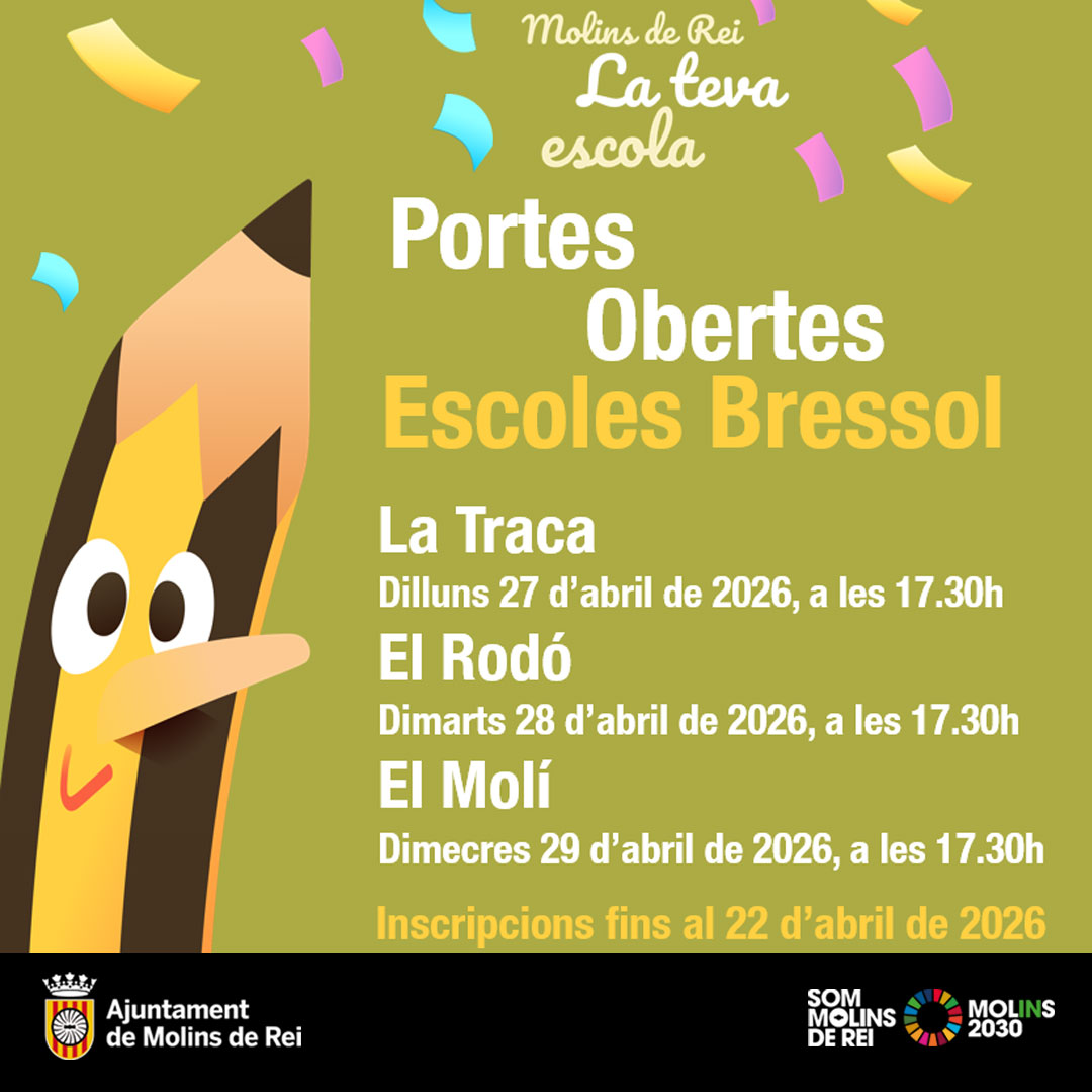 AjMolinsdeRei's tweet photo. 🖍️ Les escoles bressol municipals ofereixen pròximament les seves jornades de portes obertes.

En elles les famílies podran conèixer tant els equipaments com els respectius projectes educatius.

Més informació i inscripcions
https://t.co/eNIPoQcr3n https://t.co/CB3sQSr3hu