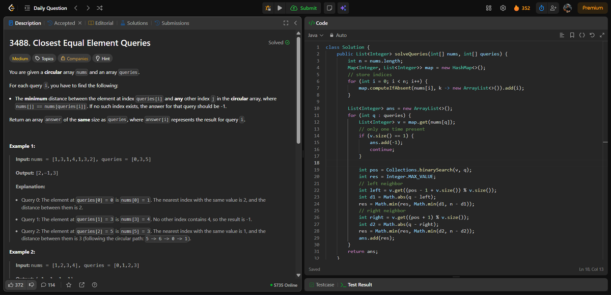 amanhaidry's tweet image. 🗓️Day-267 of #365DaysOfCode 🎯

✅ @geeksforgeeks
#POTD: Implement Atoi

✅ @LeetCode
#DCC: Closest Equal Element Queries

#365DaysOfDSA #geeksforgeeks #gfg #leetcode #365DaysOfcoding #Java #DataStructuresAndAlgorithms #DSA #ProblemSolving #CodingJourney