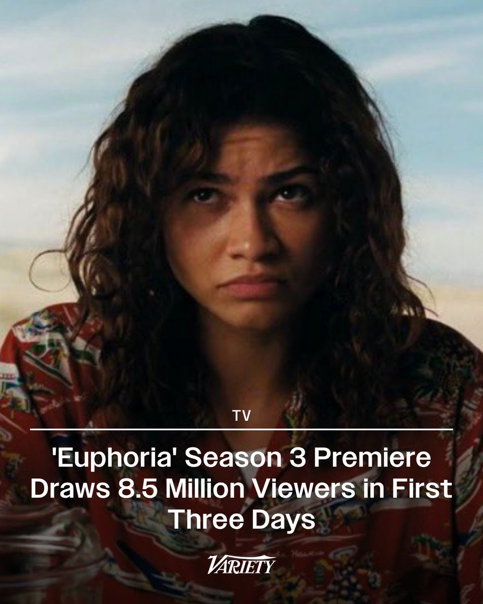 #Euphoria Season 3 premiered to 8.5 million U.S. viewers across HBO and HBO Max, up 44% from its previous season debut in 2022.

variety.com/2026/tv/news/e…