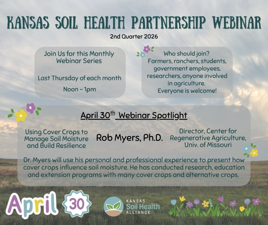 KansasSoil's tweet photo. Join us as we learn about the relationship between cover crops and soil moisture! 🌱💧

Register for this monthly series and view previous recordings on our website:  https://t.co/YDoocpONFW https://t.co/7ZGgtufAL6