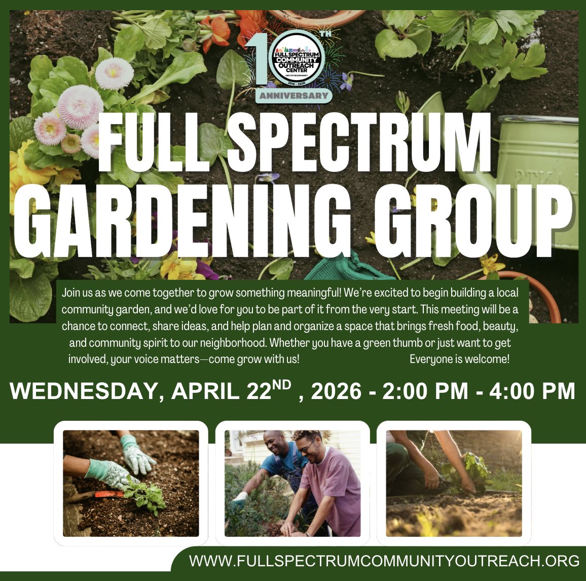 FullSpectrum330's tweet photo. 🌱🌼 Full Spectrum Gardening Group is here! 🌼🌱

Join us as we come together to grow something meaningful in our community! We’re excited to begin building a local community garden—and we want YOU to be part of it from the very start. https://t.co/pJdbDyv1d2