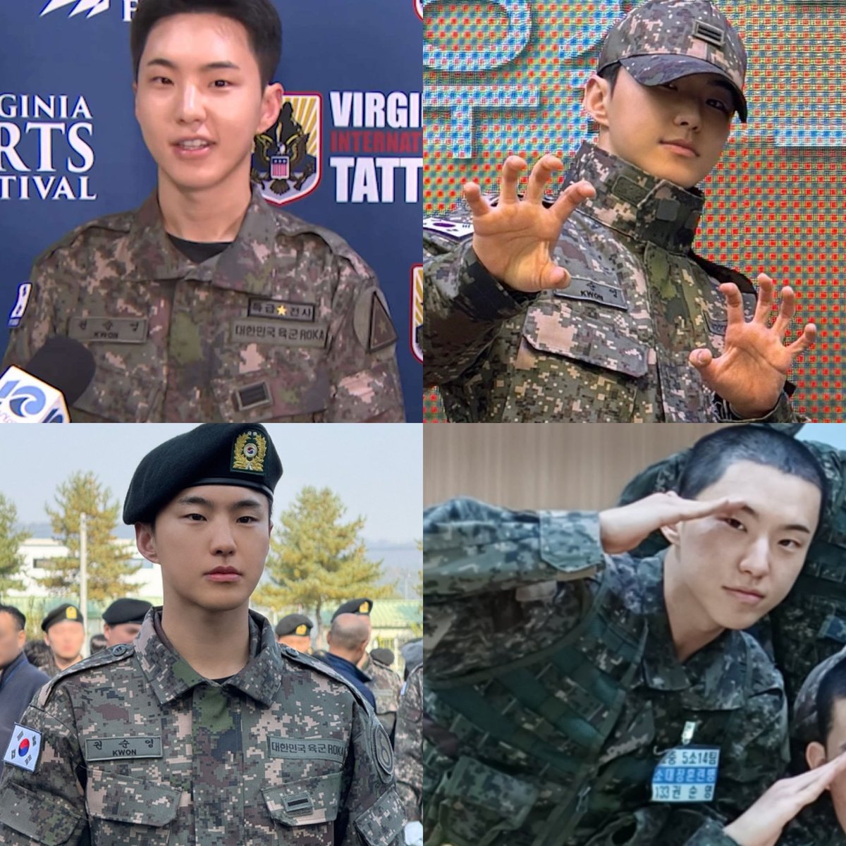 특급전사 권상병                                     일병 권순영 

이병 권순영                                           훈련병 권순영