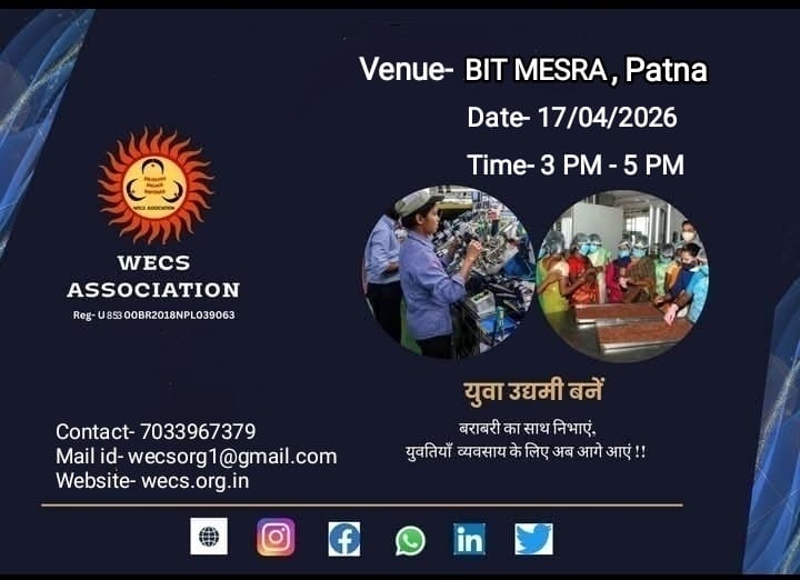 wecspatna's tweet image. #Welcome  to all of You!
Join with us and support women empowerment.
Contact-7033967379
mail-wecsorg1@gmail.com
"Yuva Udyami Bane Program"