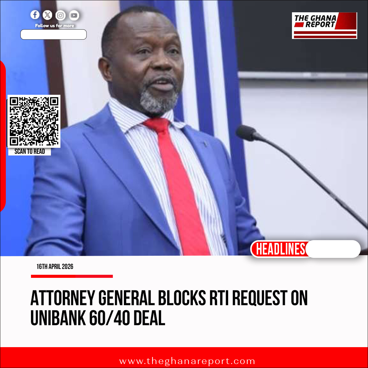 Attorney General blocks RTI request on uniBank 60/40 deal.

theghanareport.com/attorney-gener…

#TGR 

KNUST  |  Stonebwoy | Otto Addo