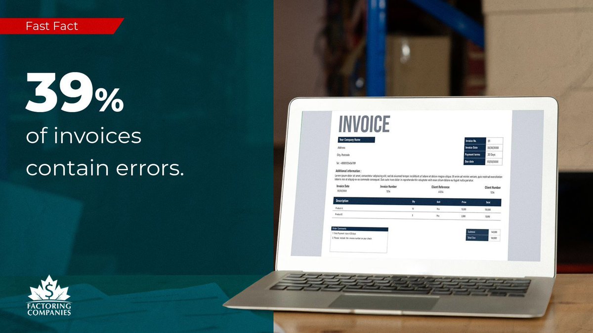 factoringco's tweet image. 39% of invoices contain errors, according to Ascend. 🤯

These mistakes lead to payment delays and strained relationships. Automating your billing ensures accuracy and keeps your cash flowing smoothly. ✍️

#FastFact #Operations #Automation