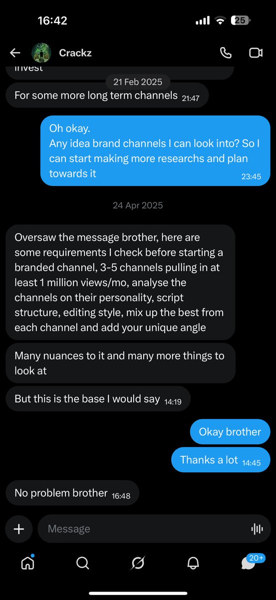 247_OnYoutube's tweet photo. October 2024, while I was still struggling with my channels, @YT_Crackz was already making crazy figures monthly. I reached out to him and he’s always there to respond and put me on. Never got tired of my DMs. 

I really appreciate you, man @YT_Crackz 🙏

He put me on the police chase zone channel when he was still on 65 subs. Hot niche then. The channel is over 200k subs already.

Always giving me tips on how to run branded channels. I can’t thank you enough man.