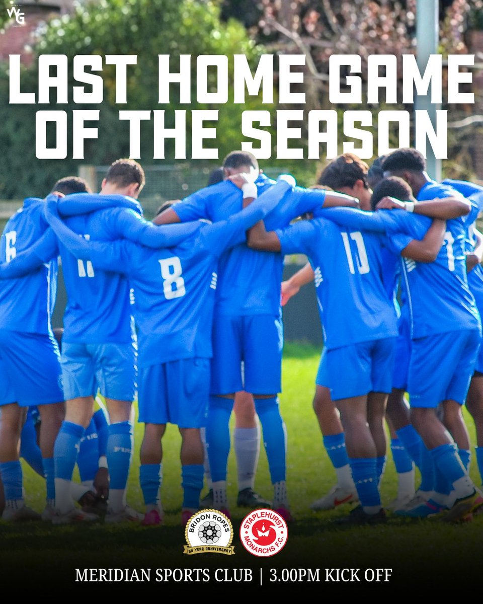 Bridon1935's tweet photo. MATCH DAY ⚽️
🆚 @staplehurstmon
🏟️ Meridian Sports Club
⏰ 3.00PM
Last home game on home turf, support the boys for the last time at Meridian!
#UPTHEROPES #SE7 https://t.co/8w7QswVblW