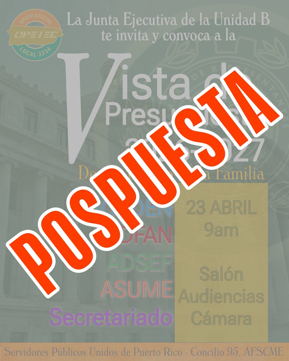 upetecpr's tweet photo. Esperamos por nueva fecha para mayo https://t.co/aXlNrhW7hT