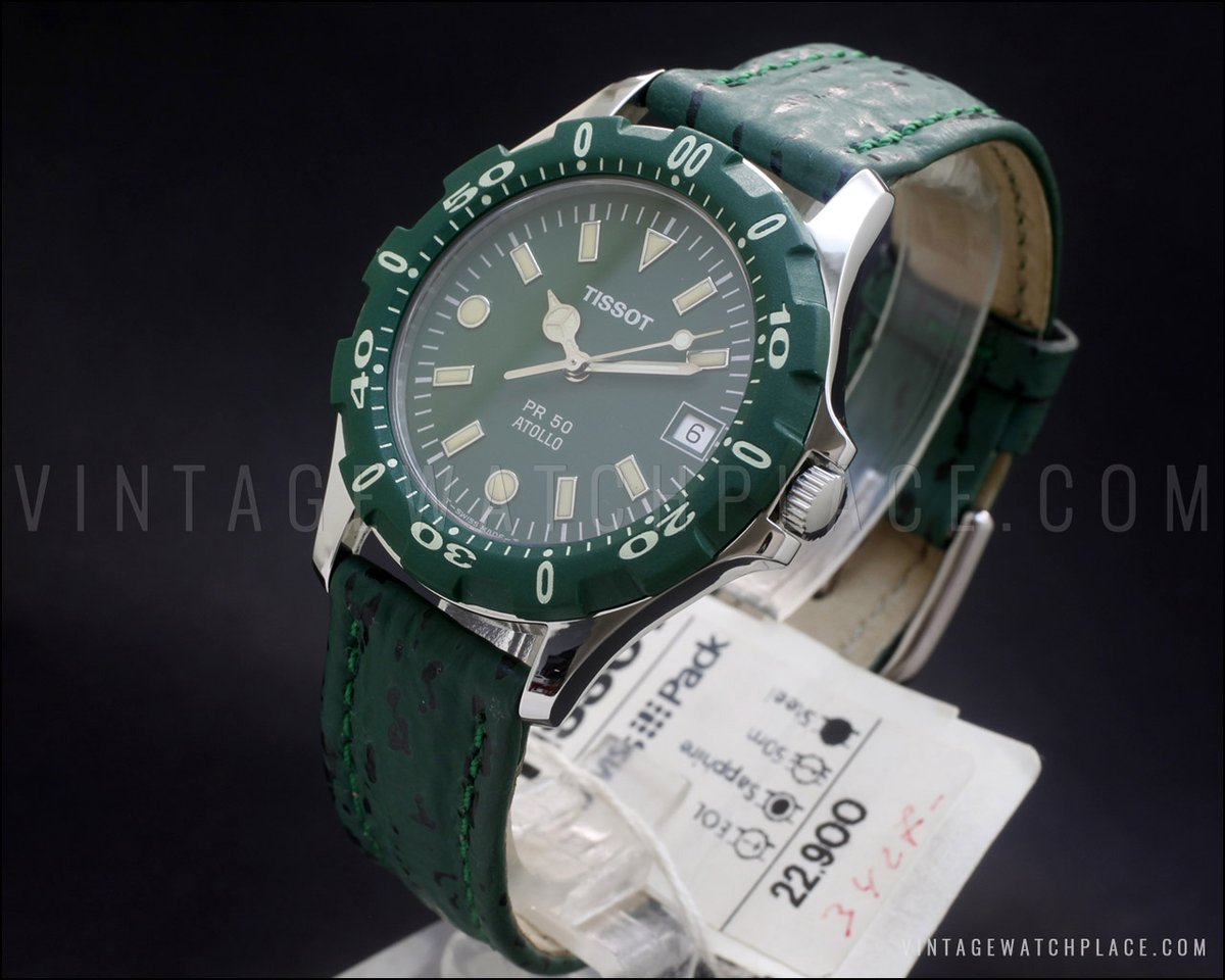 New Old Stock Tissot PR 50 Atollo Quartz Diver's vintage watch, 100% original, unidirectional rotating bezel, Swiss made, NOS. vintagewatchplace.com/new-old-stock-…