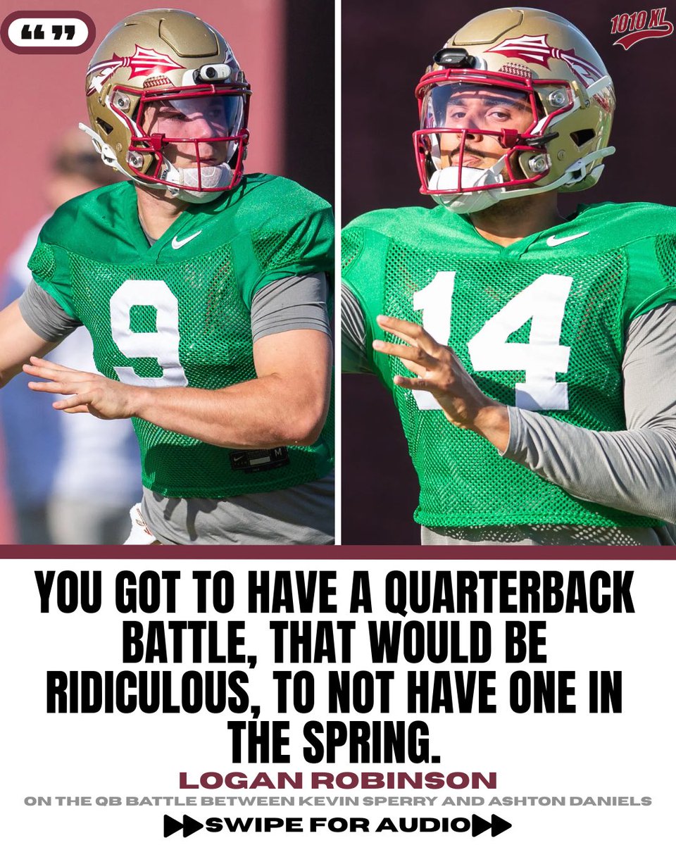 1010XL's tweet image. Who’s QB1 for Florida State Seminoles when the decision drops? 🤔

Logan Robinson joined Hacker to break down the spring QB battle and the latest FSU football news.

🎥 Watch the full segment now ⬇️ 
youtu.be/u3rSl1-sdgI?si…

#FSU #Seminoles #1010XL