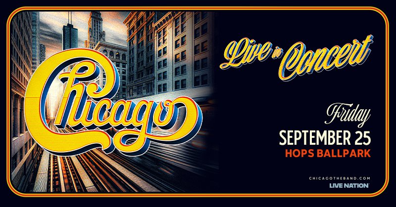 JUST ANNOUNCED! ✨🎺 Multi-Grammy award winning band and Rock ‘n Roll Hall of Fame inductees Chicago is coming to Hillsboro performing at Hops Ballpark on September 25th. Tickets go on sale next Friday, April 24th. See you there!

Ticket info: milb.com/hillsboro/tick…