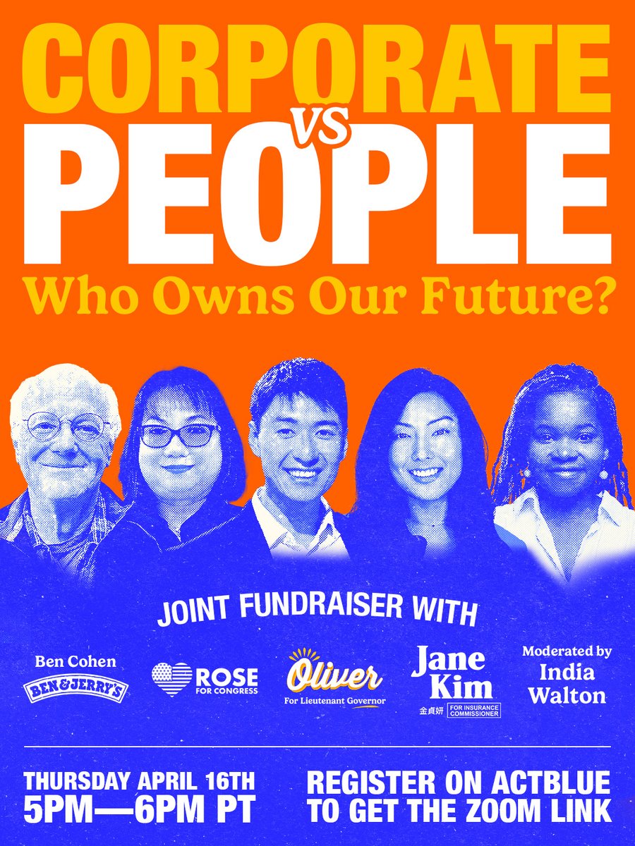 Today’s the day, and we are so excited to spend it with you! 

TONIGHT join us for our people-powered virtual joint fundraiser, Corporate vs People: Who Owns Our Future?

Our amazing guests also include:
Moderator: The Honorable <a href="/Indiawaltonbflo/">India Walton</a> 
<a href="/YoBenCohen/">Ben Cohen</a>, Ben &amp; Jerry’s Ice