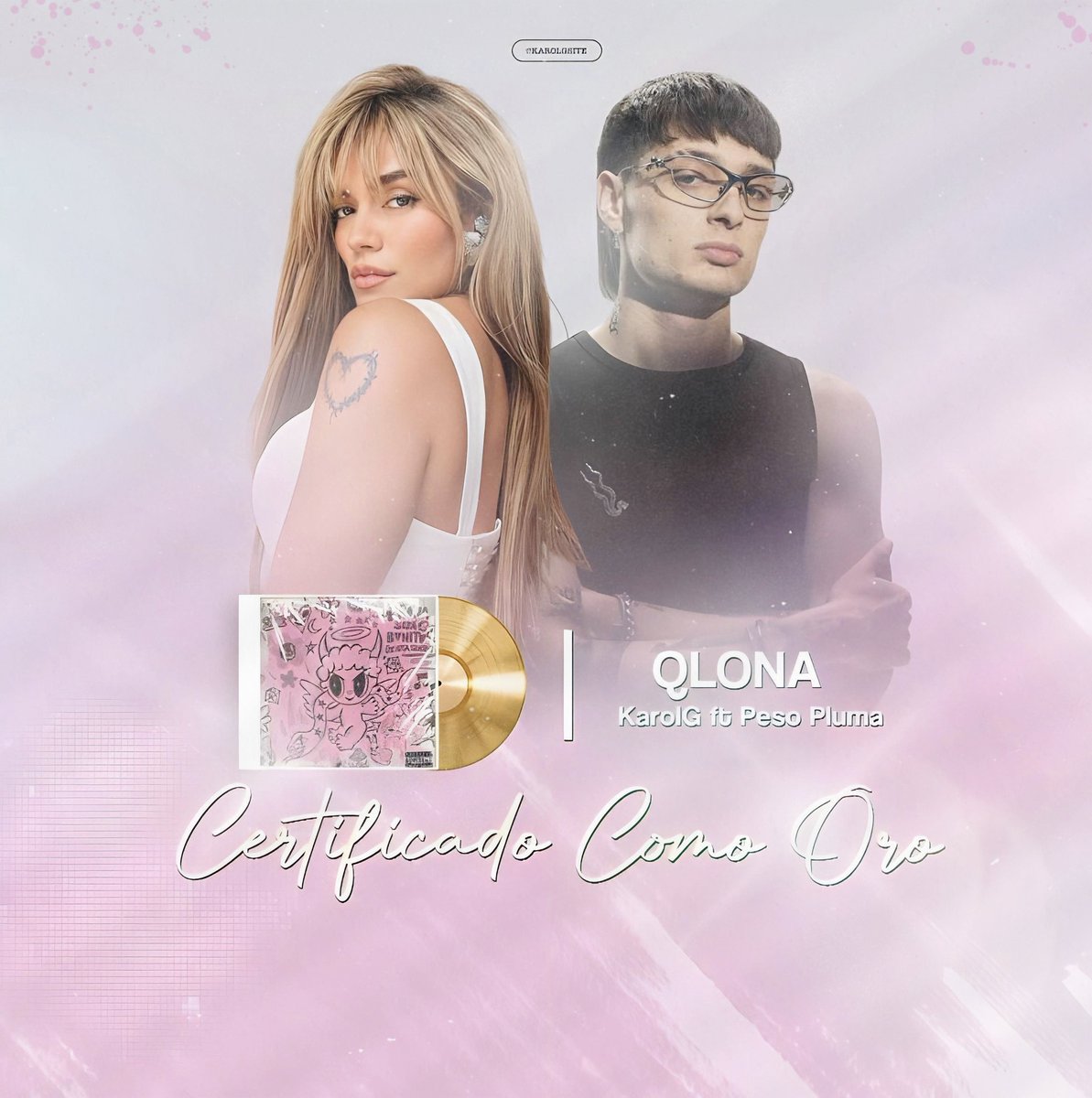 KarolGSite's tweet image. “QLONA” de Karol G y Peso Pluma es certificado disco Oro en Francia 🇫🇷📀