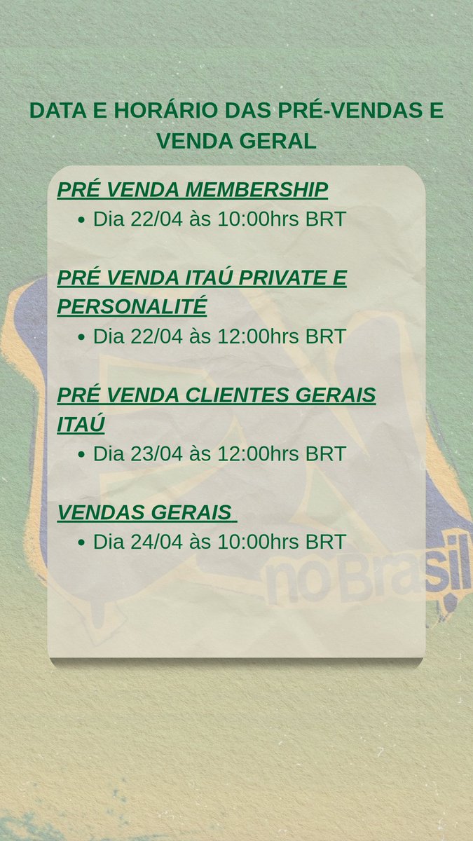 ENnoBRASIL's tweet photo. 🚨 | Surgiram muitas dúvidas sobre quais tipos de cartões poderão ser utilizados em cada pré-venda, então estamos aqui para esclarecer tudo para vocês!

Também incluímos os horários de cada etapa de venda. Fiquem atentos às datas e aos horários para não perderem suas chances!

Boa sorte, ENGENEs! 💚💛☺️

#ENHYPEN #엔하이픈 #EN_noBrasil 
@ENHYPEN @ENHYPEN_members