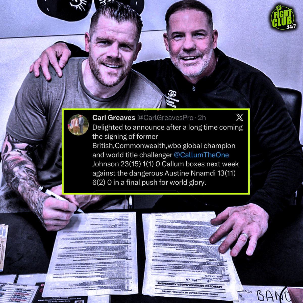 fightclub247's tweet image. Former world title challenger Callum Johnson has signed a a deal with Carl Greaves. Johnson is looking at one last charge at world title glory. It’s going to be hard at this stage. But I’d watch him vs Pat Brown. What a fight that would be. 

#fightclub247 #boxing #champion