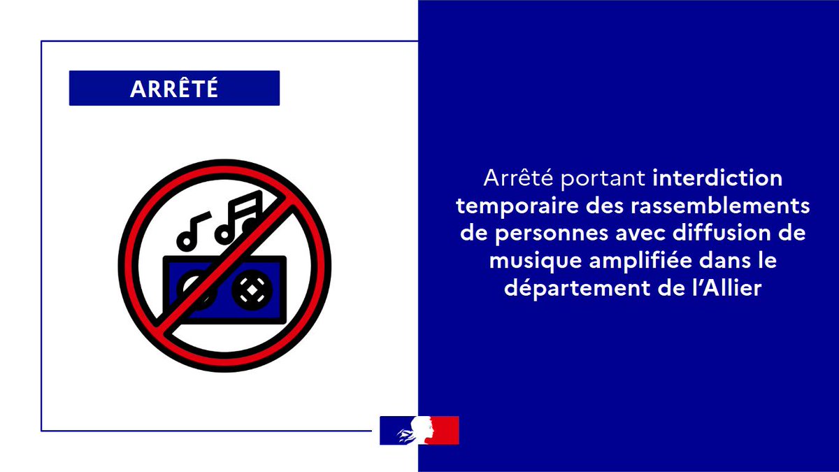 Image de Préfet de l'Allier - #ArrêtéPréfectoral 🚫 | Interdiction temporaire des rassemblements non-déclarés de personnes avec di