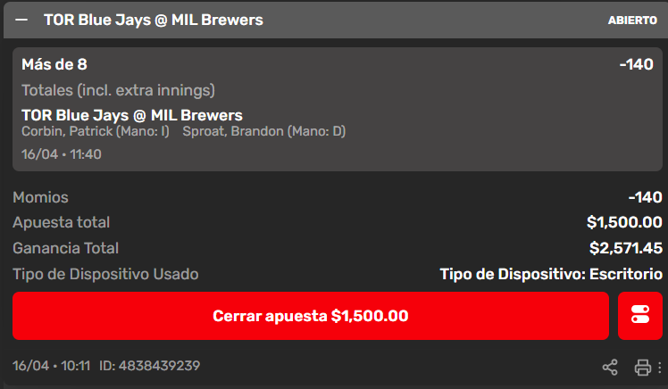 VersadoBet's tweet photo. Paso #3 🔥

OVR de 8 | Blue Jays vs Brewers https://t.co/Cls7Hhq66Z