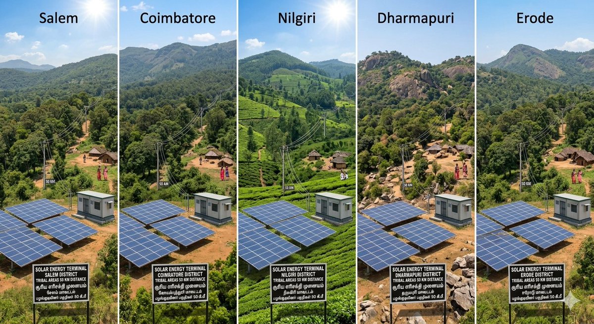 TheSalemNew's tweet image. TVK Election Manifesto 2026

Solar Energy ☀️

50 Km Solar Energy Terminal in Salem, Dharmapuri, Erode, Coimbatore &amp;amp; Nilgiris district Tribal residence forest areas. 

#Salem #Solar #TVK
