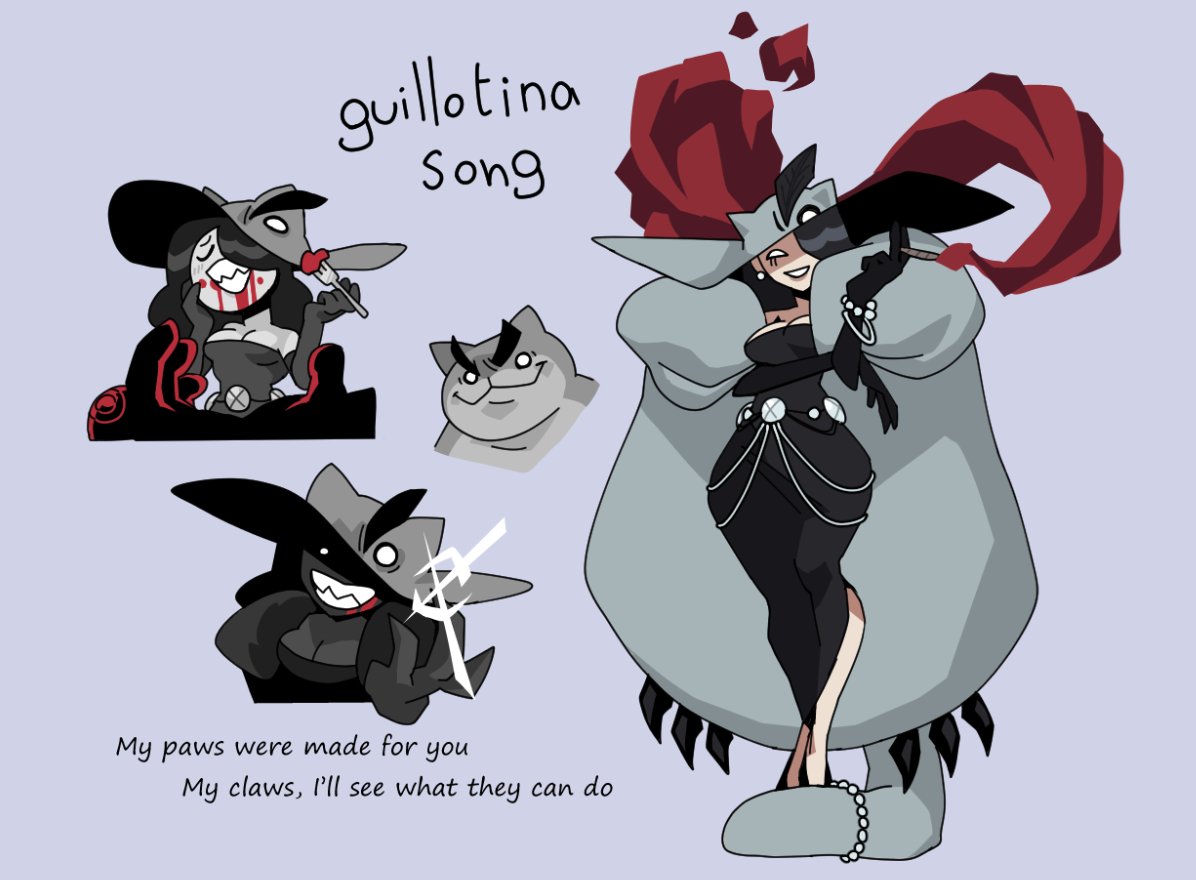 More doodles, singer/humanization of guillotina song 
#mewgenics