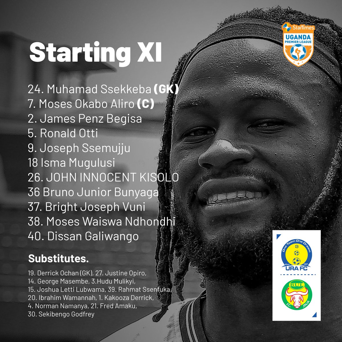 URAFC_Official's tweet image. #TeamNews: Two changes from our previous XI as Bunyaga, Mugulusi start. Here are your tax collectors to battle Bul FC tonight at Hamz Stadium!

#URAFC | #OneTeamOneDream #StartimesUPL| #URABUL