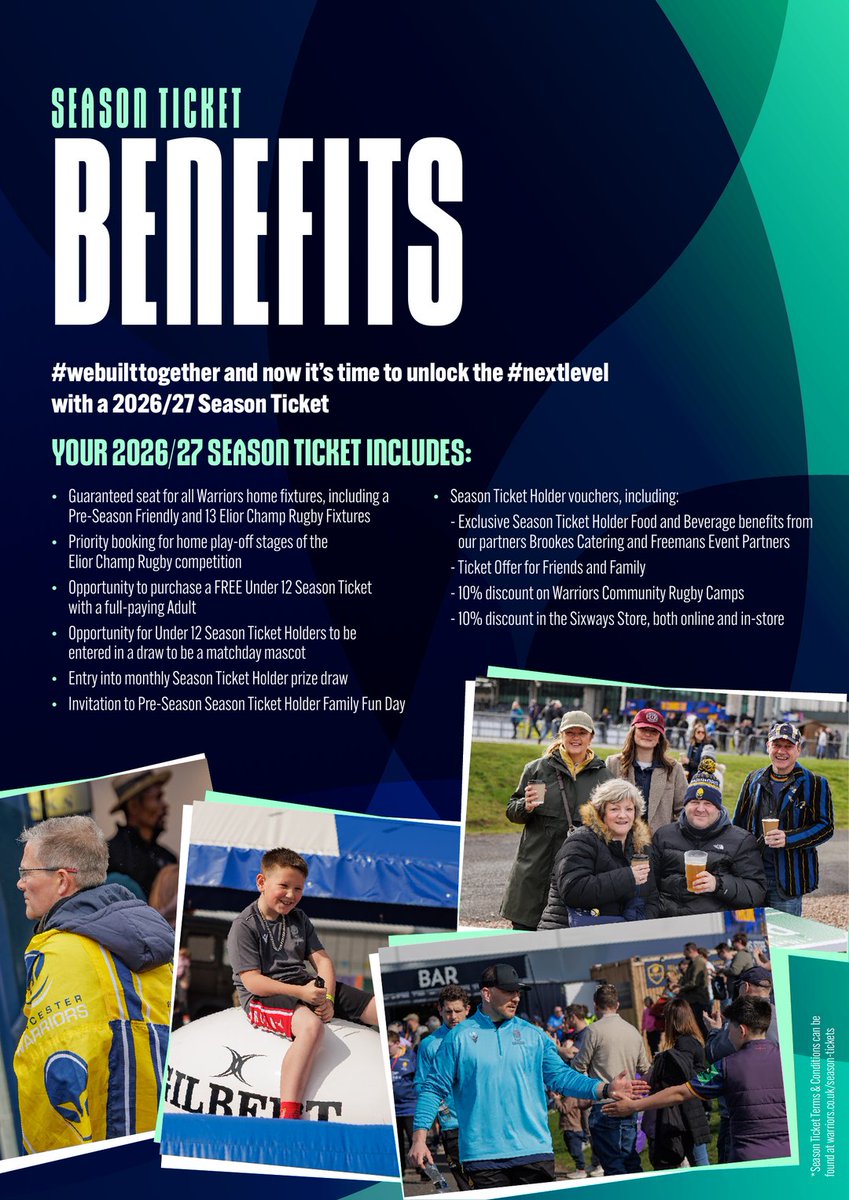WorcsWarriors's tweet image. 𝐒𝐄𝐀𝐒𝐎𝐍 𝐓𝚰𝐂𝐊𝐄𝐓𝐒 𝐎𝐍 𝐒𝐀𝐋𝐄 𝐓𝐎𝐌𝐎𝐑𝐑𝐎𝐖

We Built Together, Now It's Time To Unlock the Next Level.

View our full season ticket brochure at warriors.co.uk/season-tickets/

#COYW #WeBuiltTogether #NextLevel